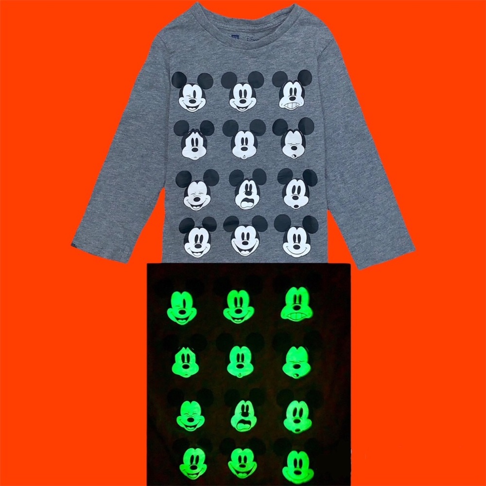 NWT GLOW-IN-THE-DARK Disney Shirt Mickey Tshirt Boys Girl Toddler Kids Baby Gift